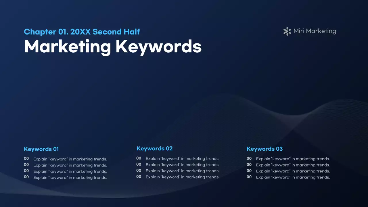 A modern marketing report in navy blue and white