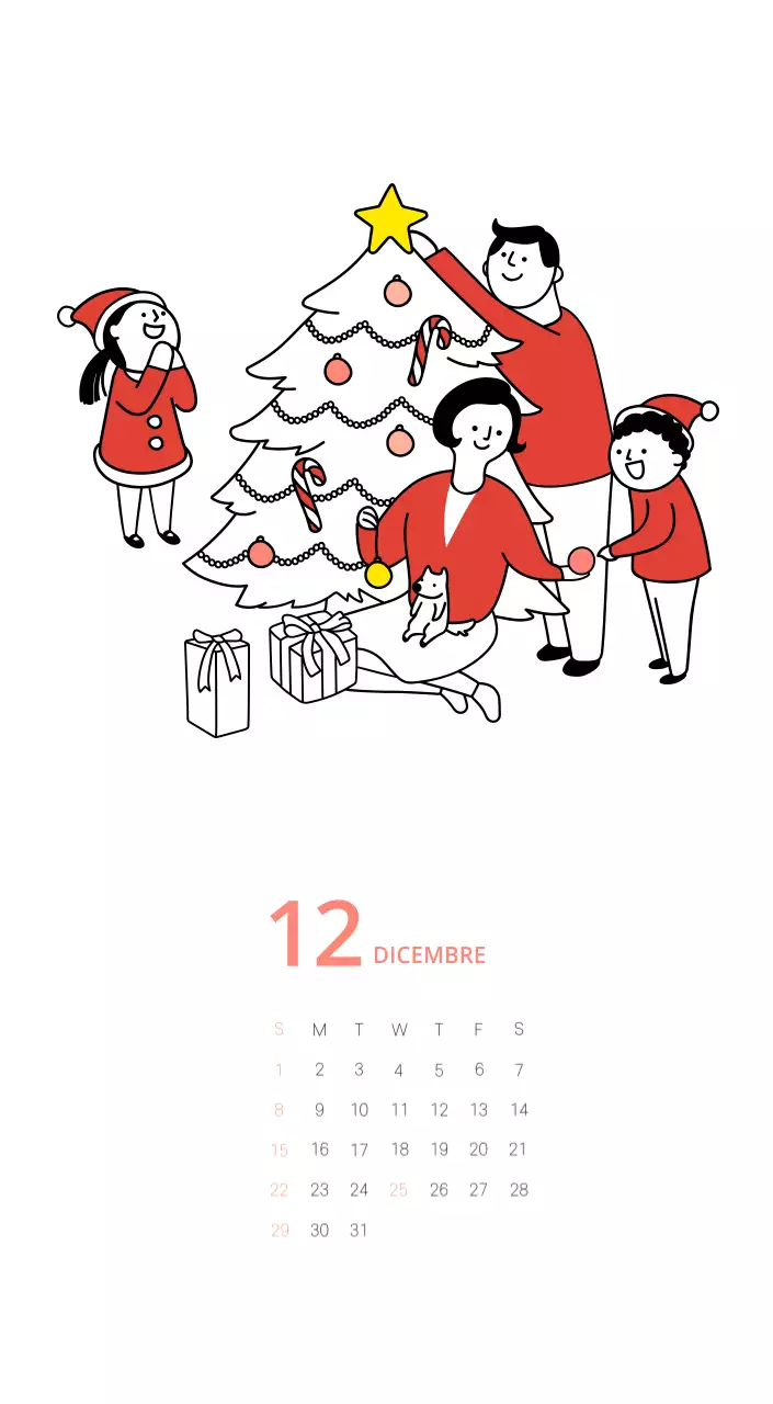 Calendario illustrato multicolore