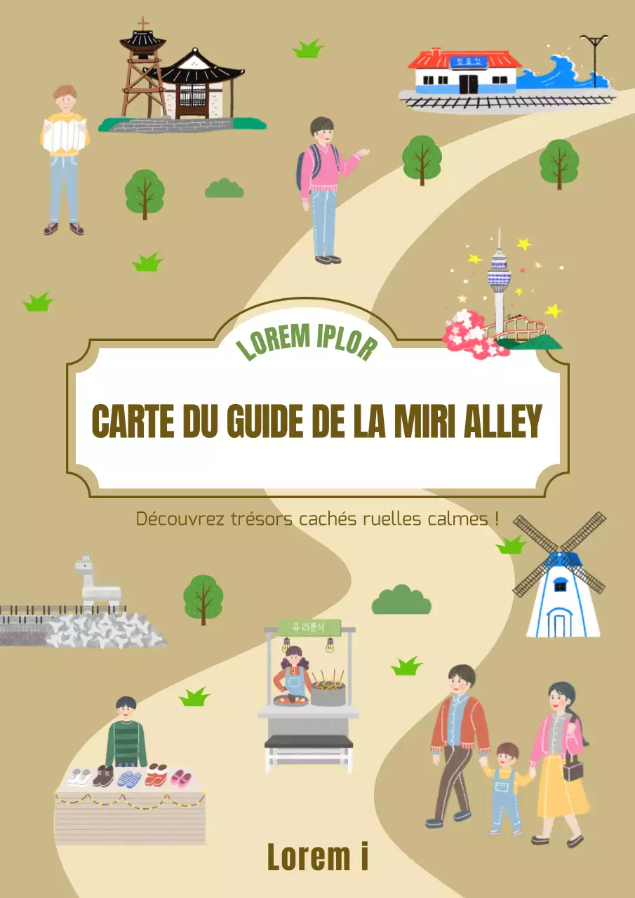 Guide des attractions des ruelles naturelles brunes et vertesGuide de la carte