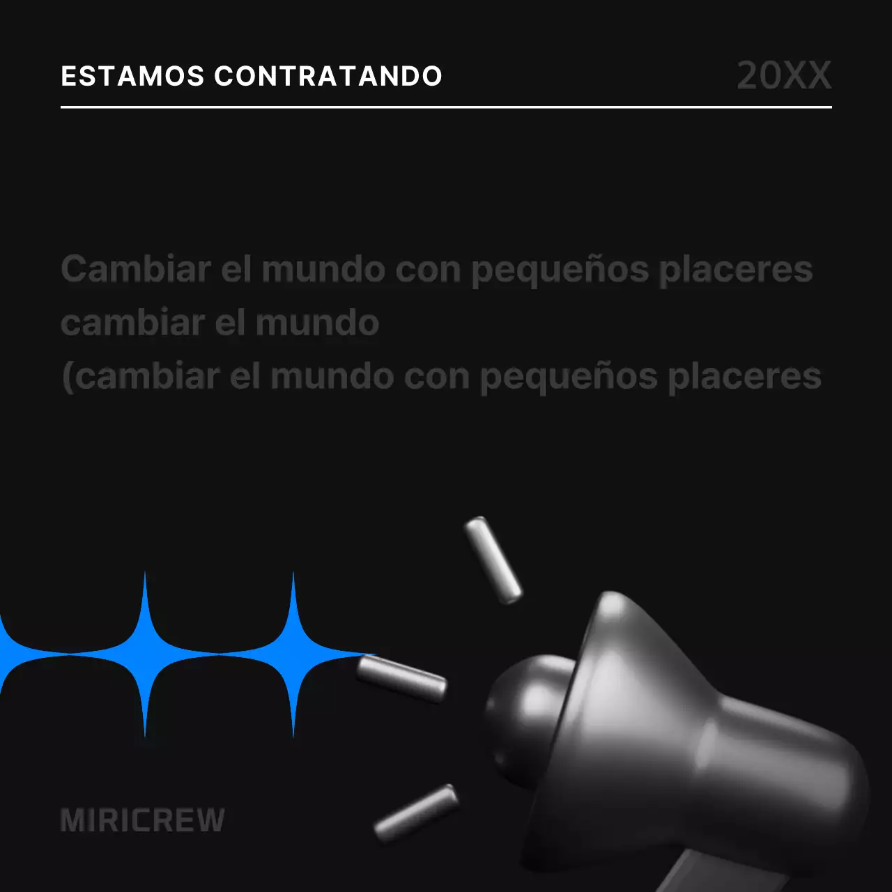 Un simple anuncio de empleo en negro y azul