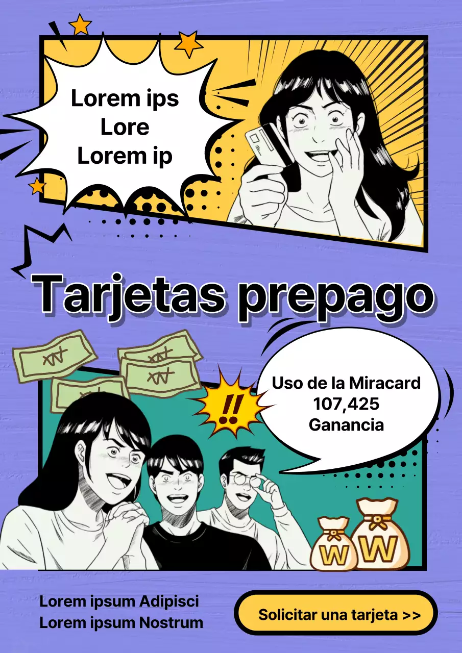 Promover la contratación pop art en amarillo y morado