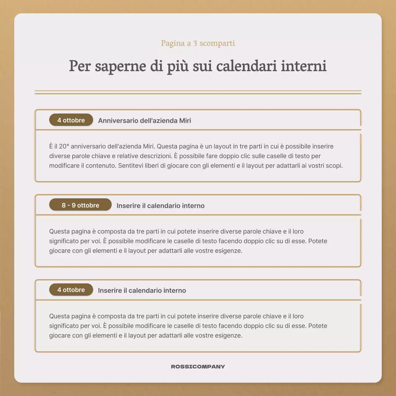 Una semplice lettera autunnale in beige e marrone