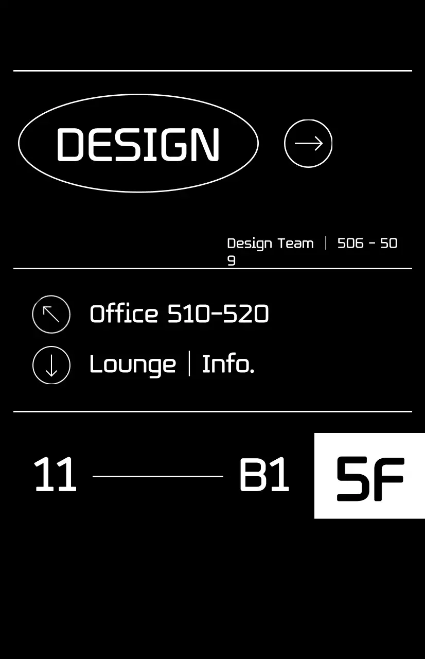 Um guia simples, a preto e branco, para os pisos da empresa
