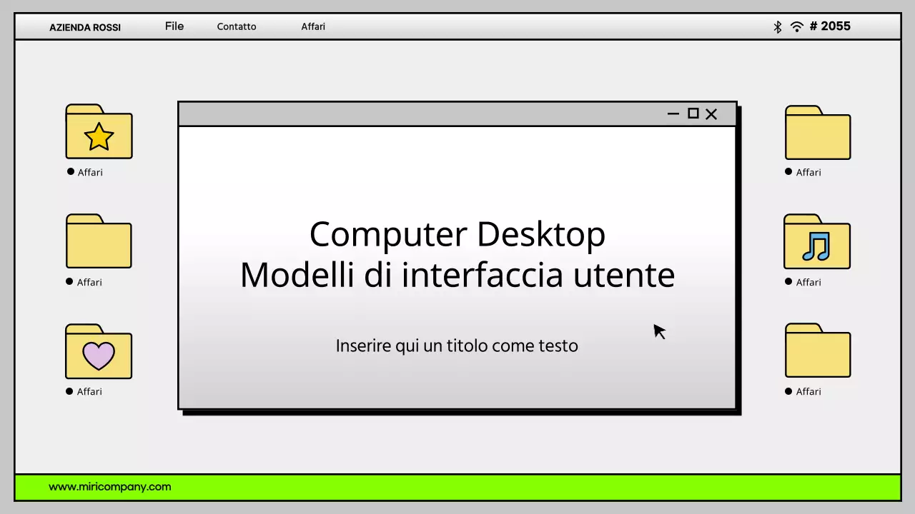 Semplice interfaccia utente del desktop del computer in grigio e chartreuse Profilo aziendale