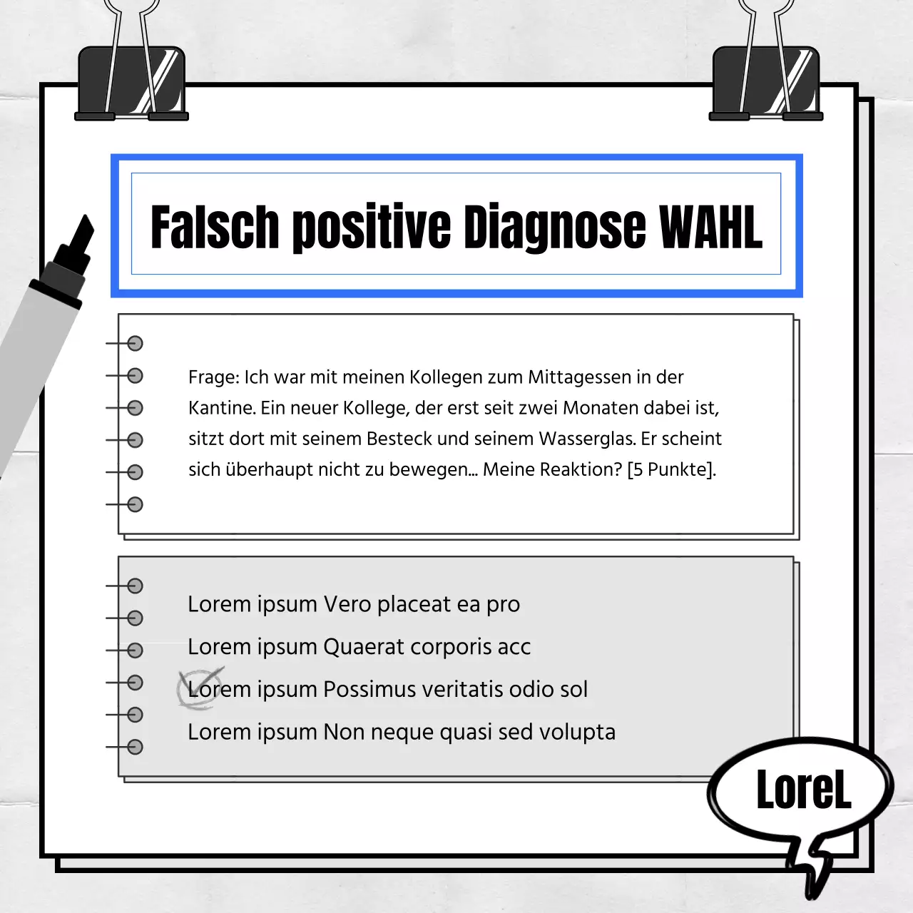 Ein einfacher, blau-weißer, alberner Diagnosetest