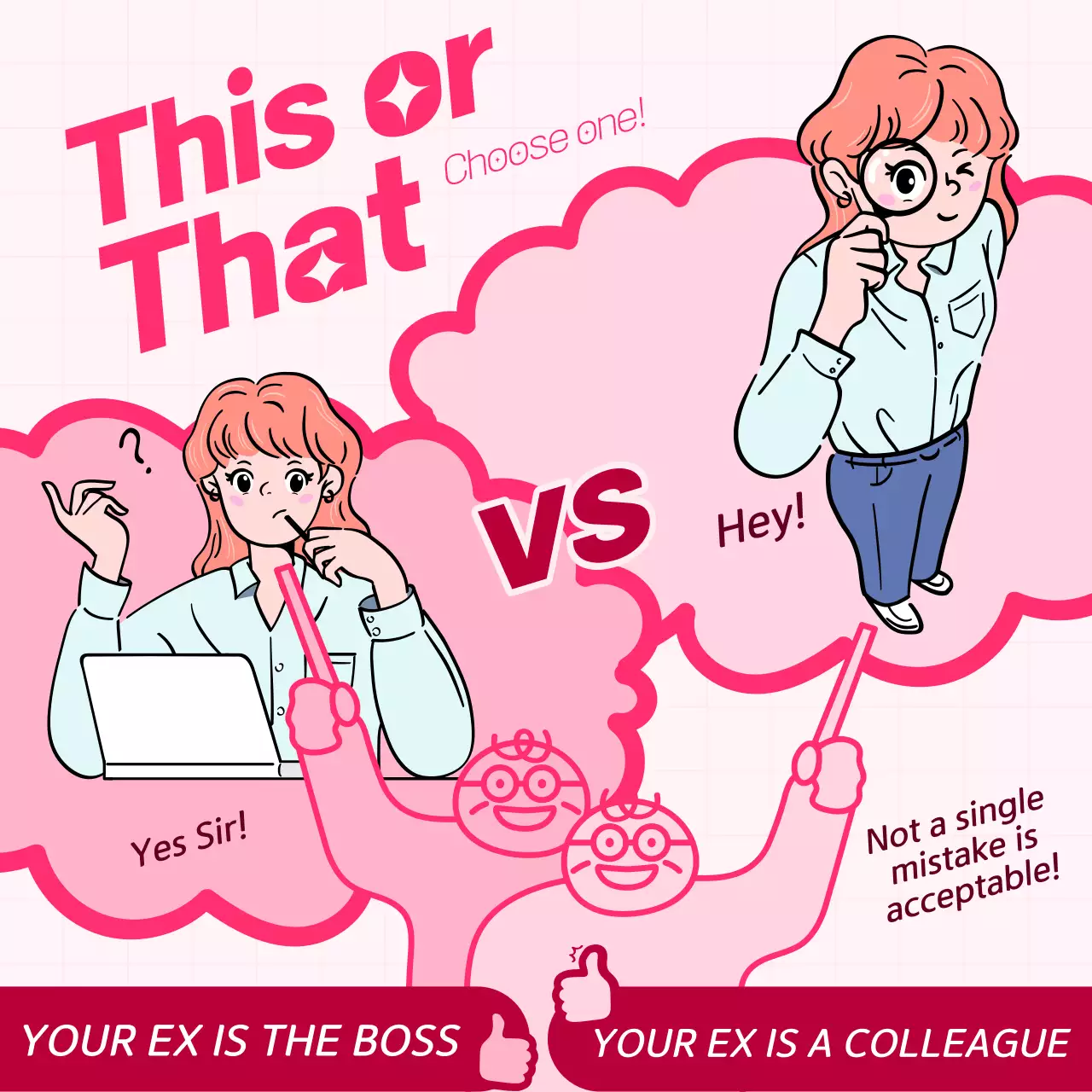 A kitschy pink balance game ad