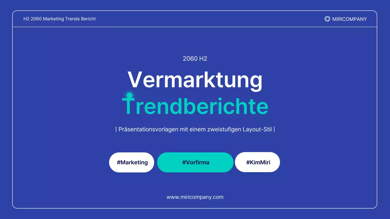 Ein einfacher Marketing-Trendbericht in Marineblau und Minze