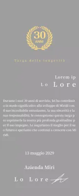 Concetto di targa aziendale di lungo servizio con simbolo dell'alloro