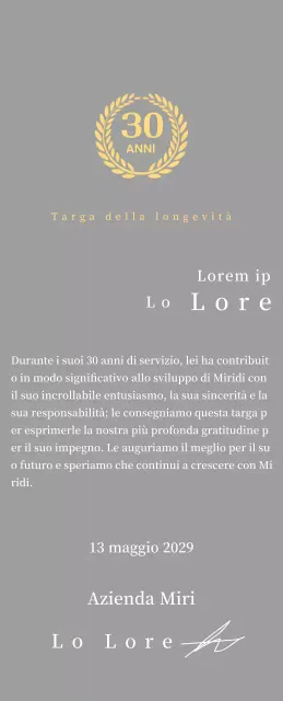 Concetto di targa aziendale di lungo servizio con simbolo dell'alloro