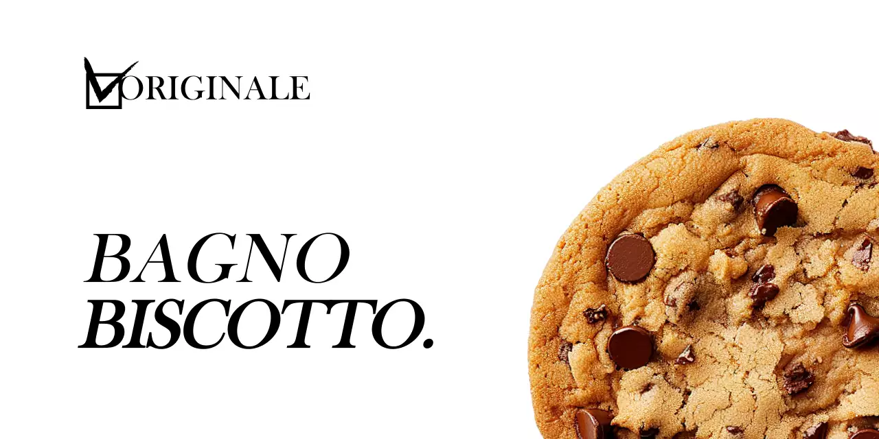 Intestazione dell'imballaggio con l'immagine di un biscotto su sfondo bianco