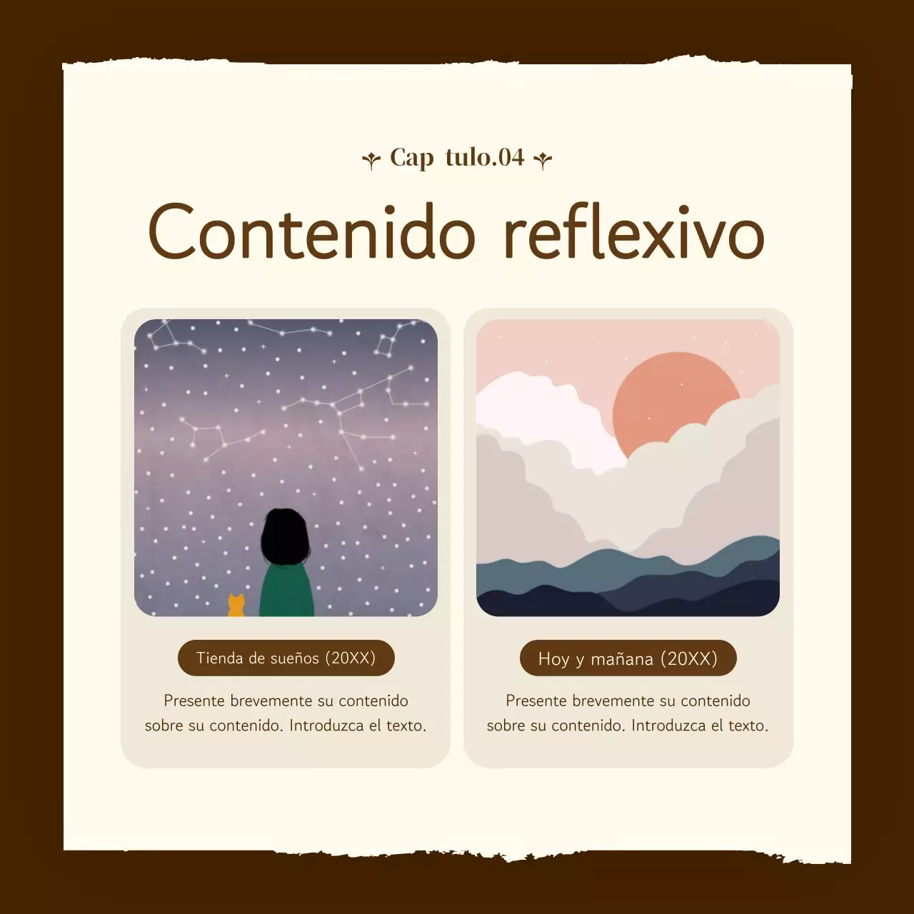 Promover una línea de consejos sencilla, marrón y beige