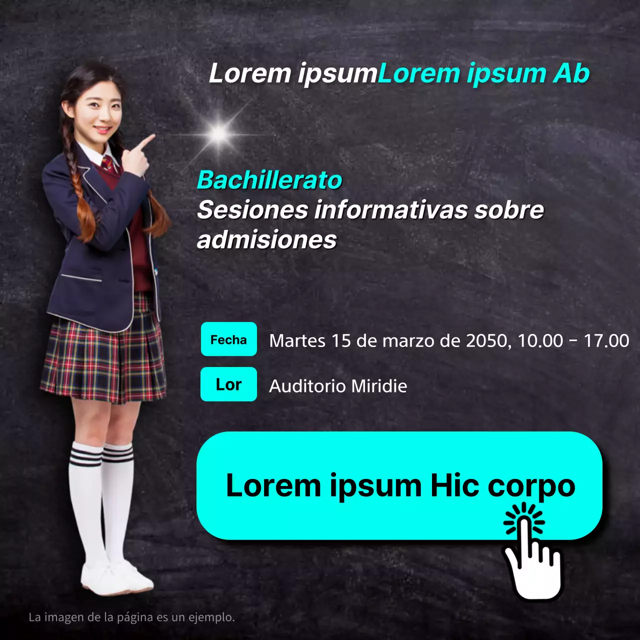 Promover una feria de admisión sencilla en negro y azul claro