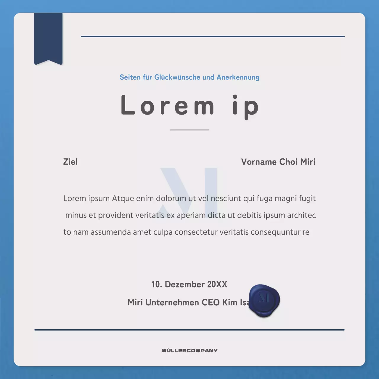 Ein einfacher Brief in blauer und marineblauer Newsletter-Post