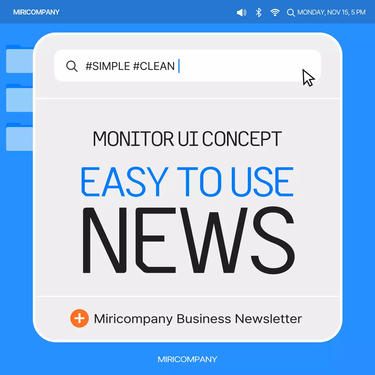 Simple monitor UI report with blue and orange color scheme