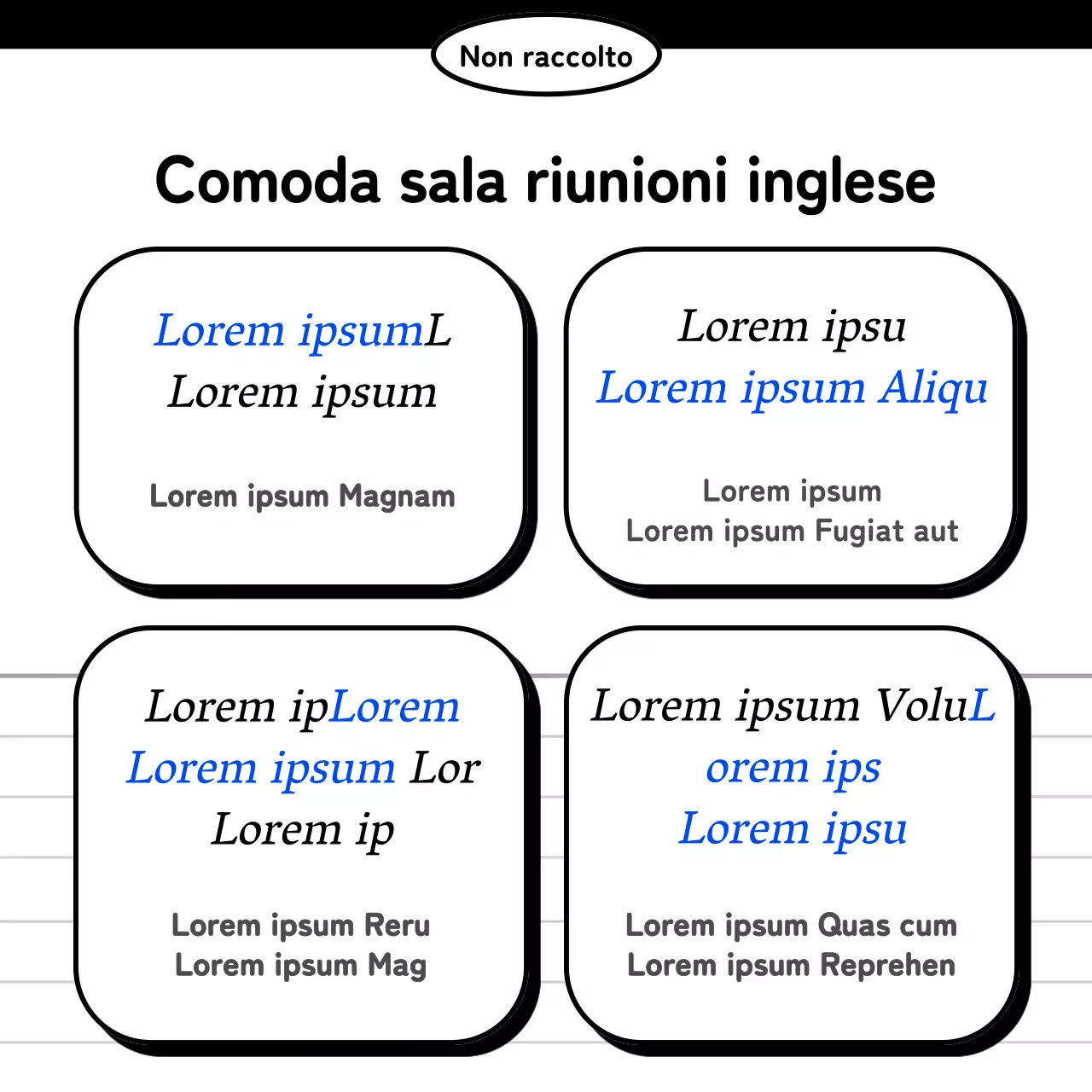 Messaggi in inglese business kitsch in blu e bianco e nero