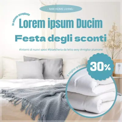 Promuovere la biancheria da letto moderna in azzurro e beige