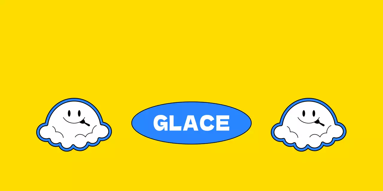 Étiquette d'en-tête pour les produits de marque gelato jaunes et bleus