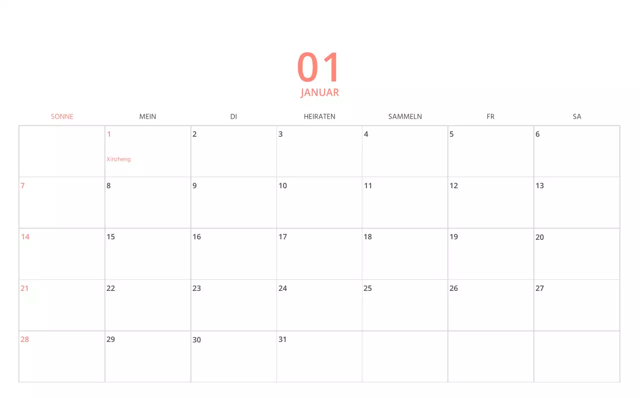 Niedlich illustrierter grüner Tischkalender mit Familienthemen