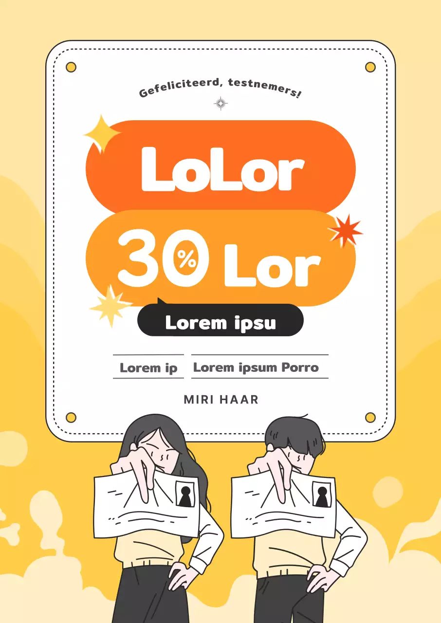 De kleine gele SATs kortingsmelding