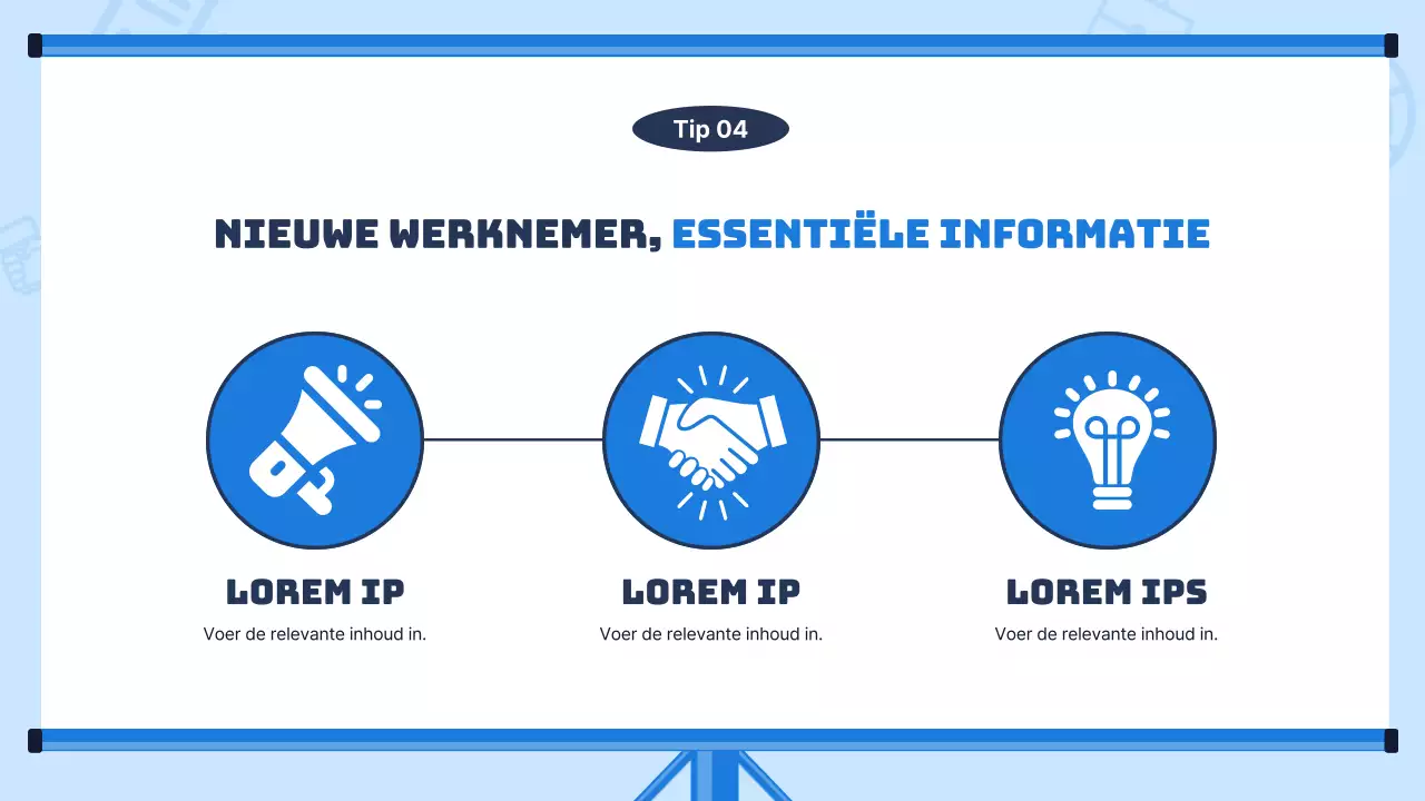 Trendy opleidingsmateriaal voor nieuwe werknemers met een lichtblauwe achtergrond