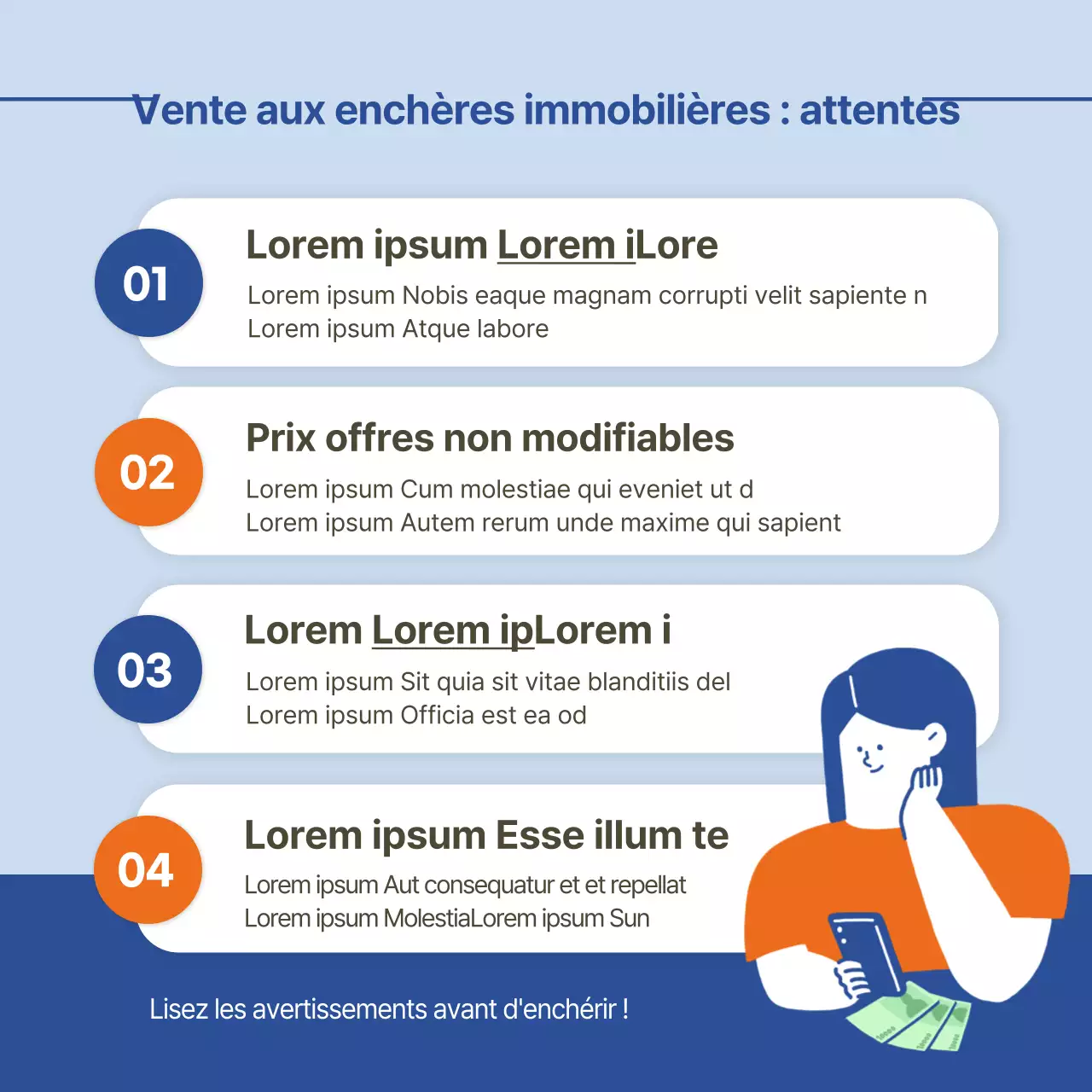 Un guide simple, orange et bleu, des ventes aux enchères immobilières