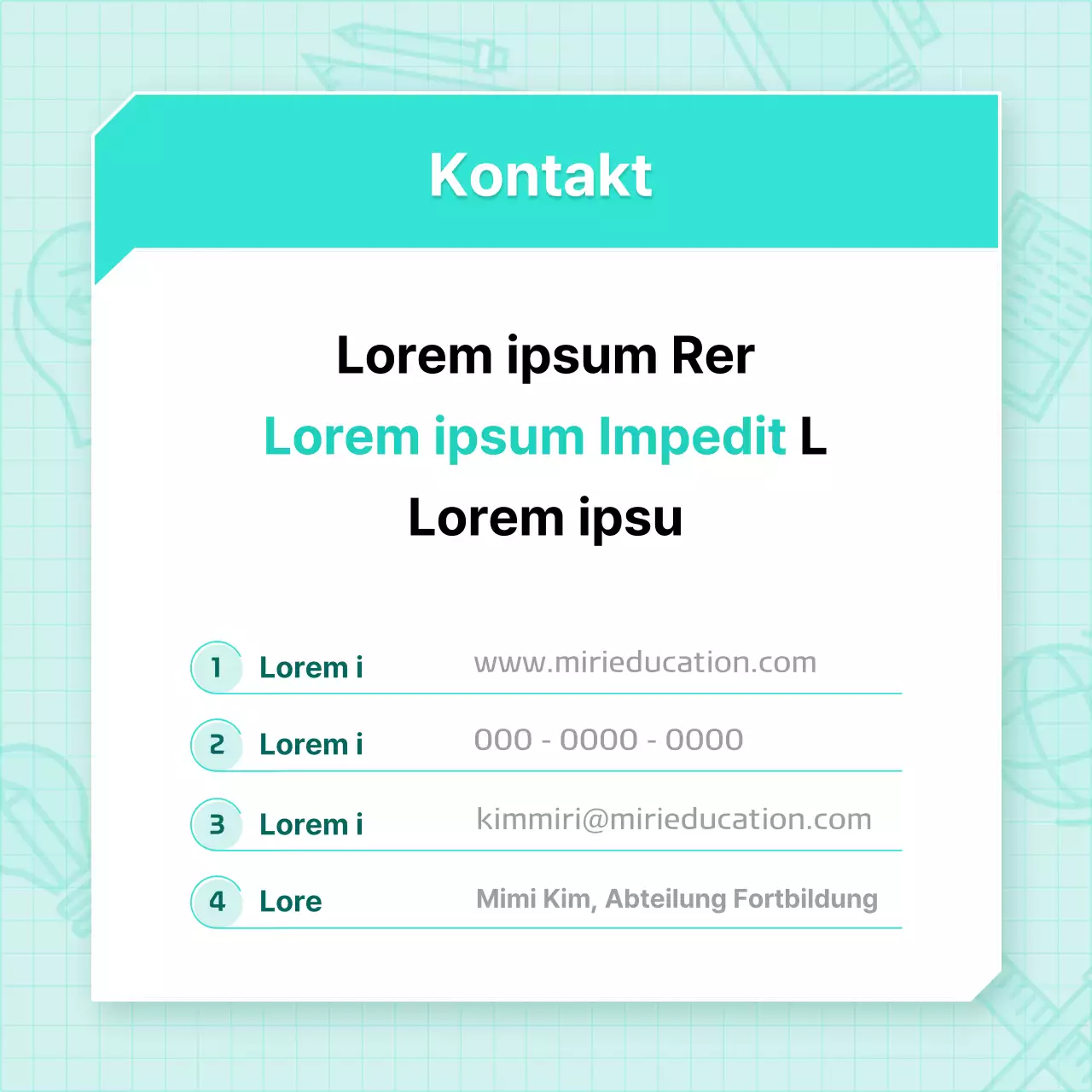 Moderne, grundlegende Kursankündigungen für lebenslanges Lernen in mint und weiß