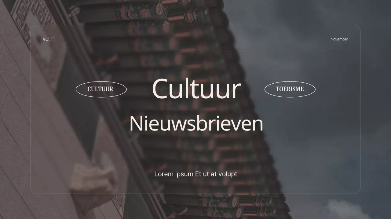 Een klassieke nieuwsbriefgids voor cultureel toerisme in beige en kaki