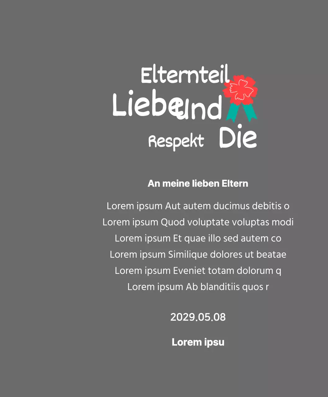 Kalligraphie zum Muttertag mit roter Nelke Illustration