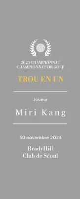 Plaque du gagnant d'un trou d'un coup au golf avec balle de golf et couronne de laurier (illustration)