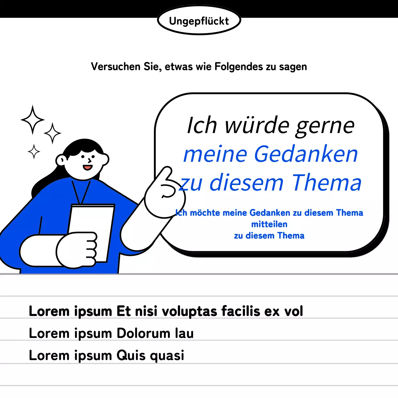 Kitschige englische Geschäftspost in blau und schwarz-weiß