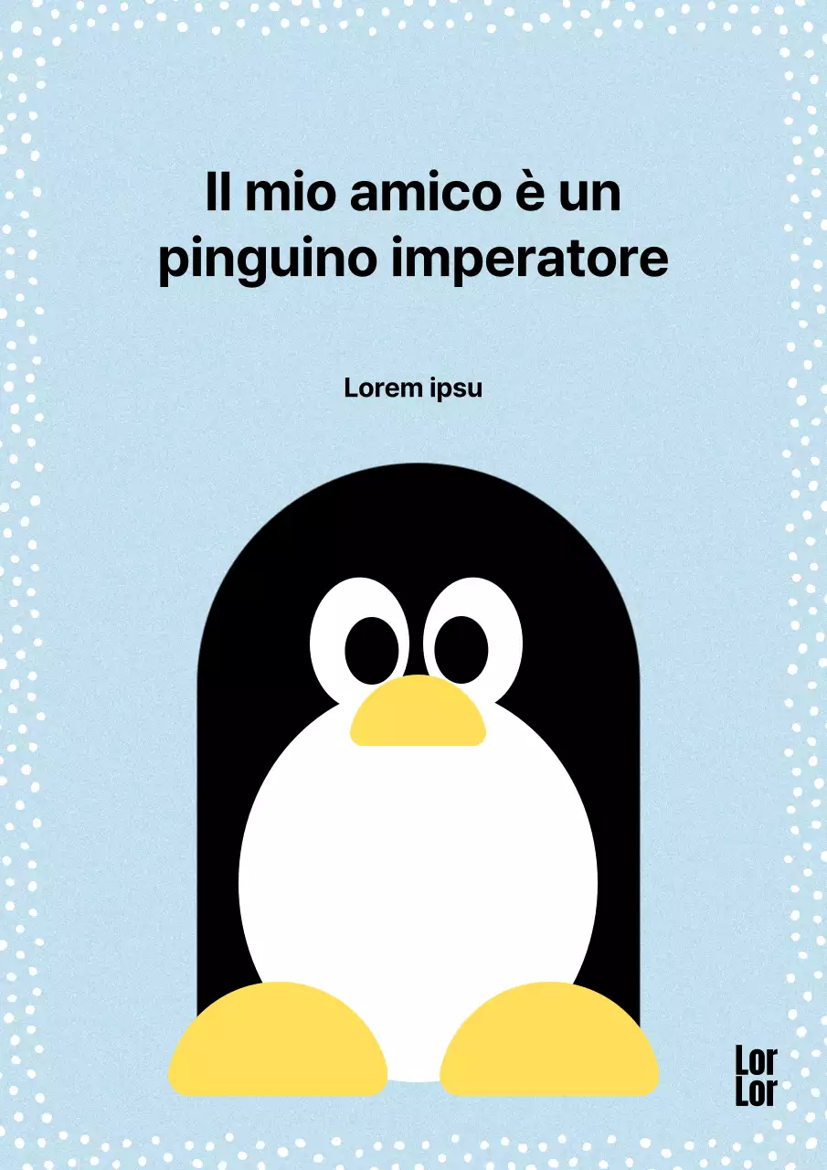 Copertina del saggio di osservazione del pinguino imperatore minimalista di colore azzurro