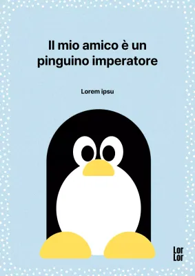 Copertina del saggio di osservazione del pinguino imperatore minimalista di colore azzurro