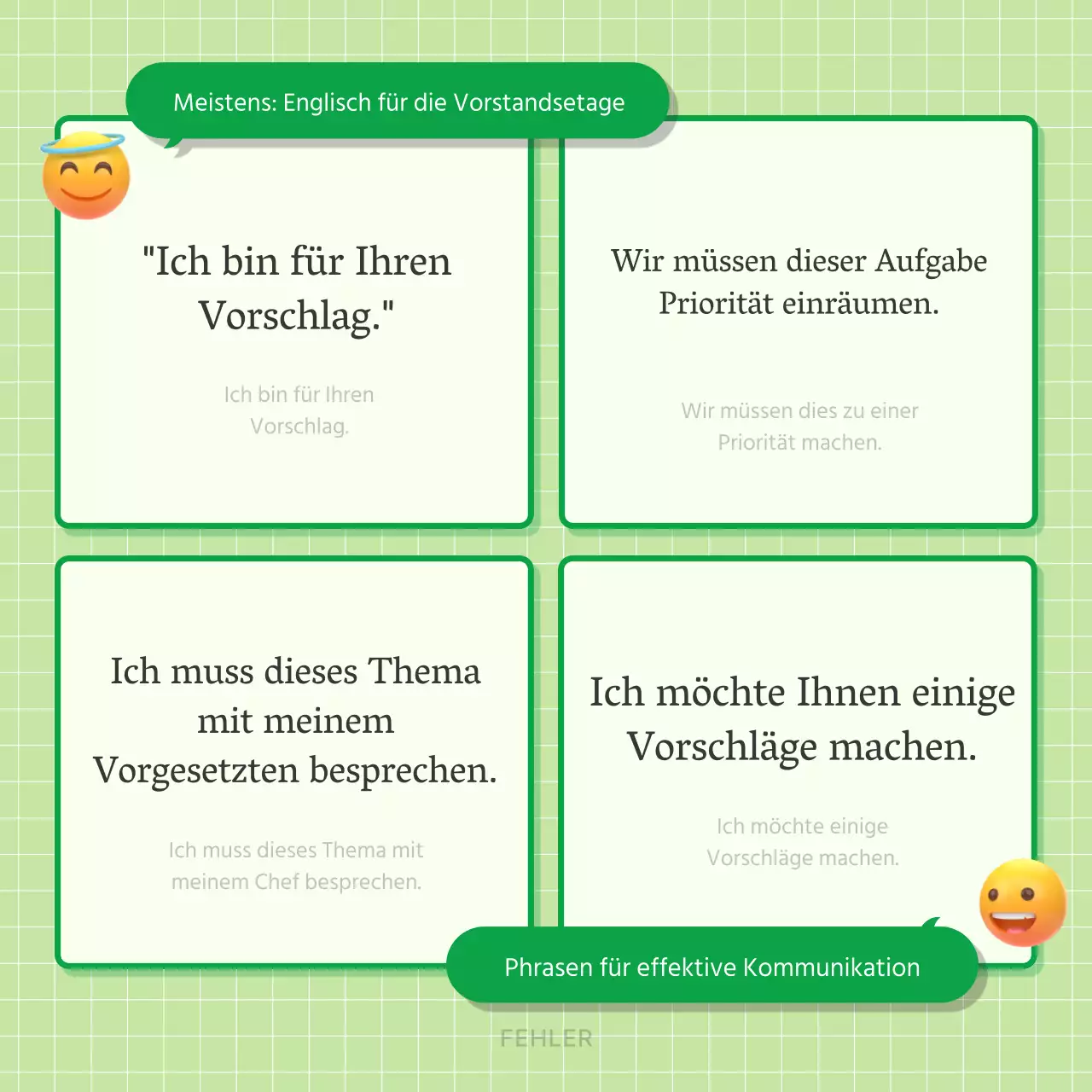 Modernes Wirtschaftsenglisch in Grün