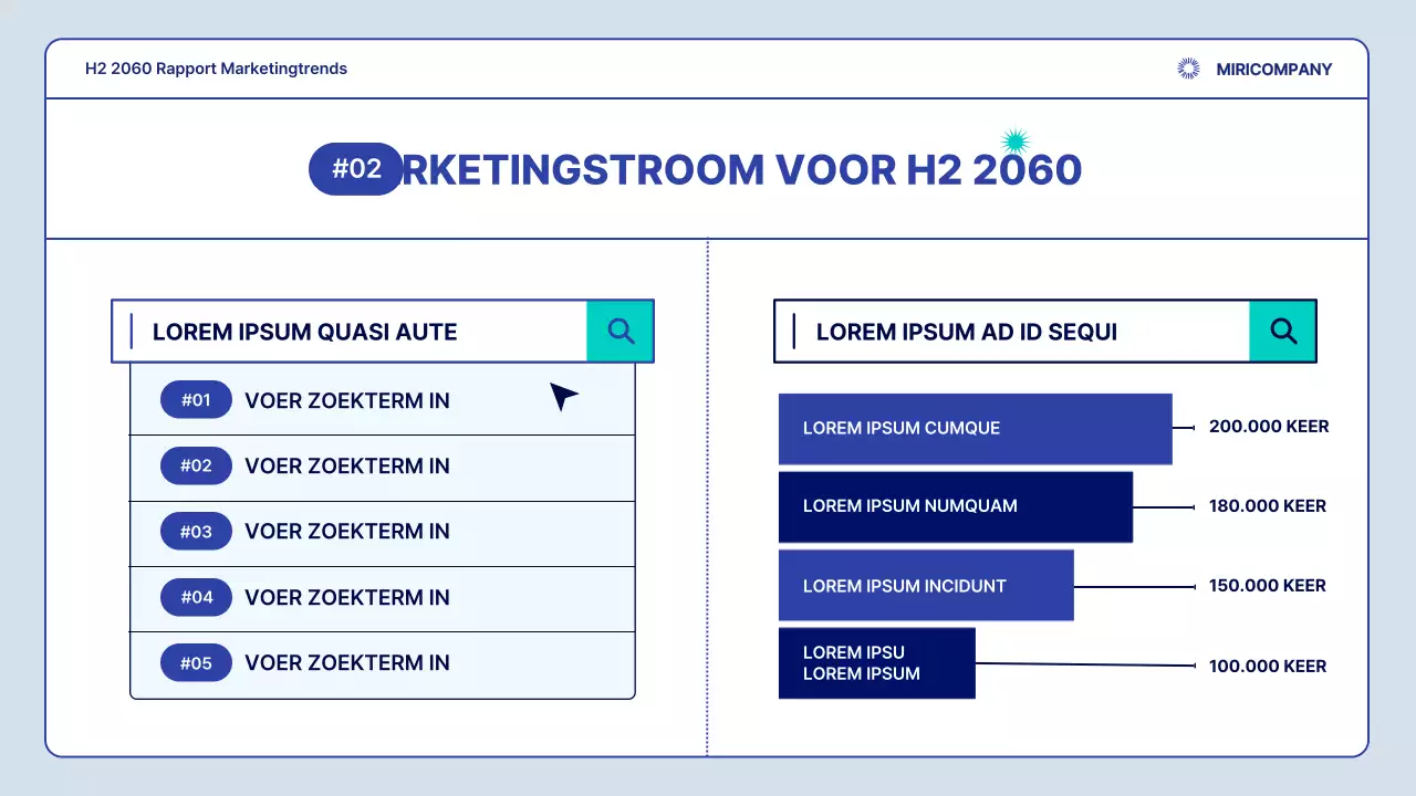 Een eenvoudig marketingtrendrapport in marineblauw en mintgroen