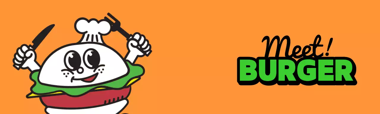 Orange and green handmade burger branded merchandise header tag