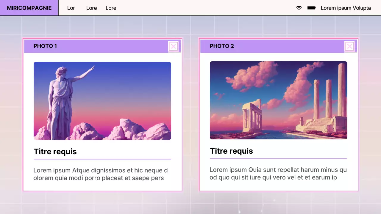 Rapport sur la conception d'un navigateur rétro en violet et rose