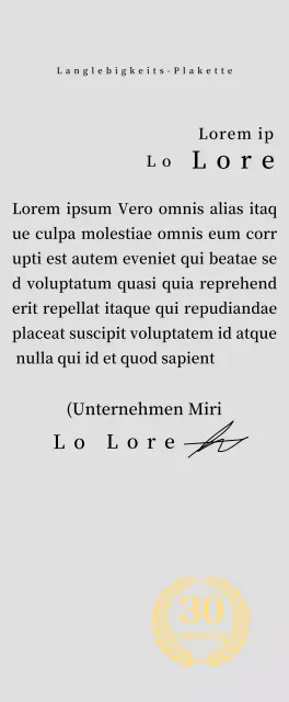 Firmenjubiläumsplakette mit Lorbeersymbol Konzept