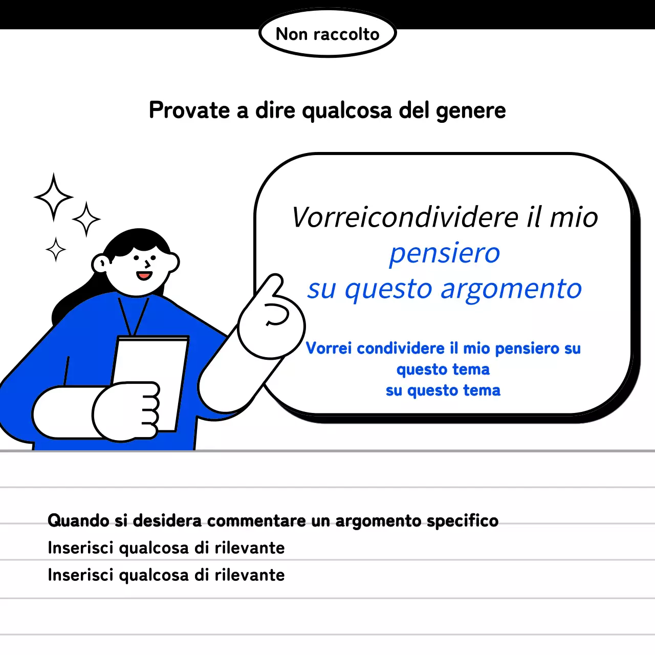 Messaggi in inglese business kitsch in blu e bianco e nero