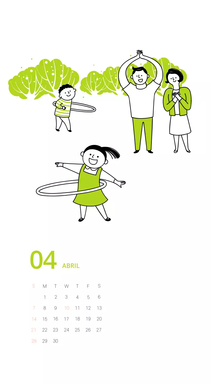 Calendario ilustrado multicolor