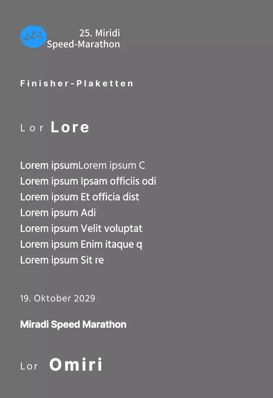Marathon-Konzept Finisher-Plakette mit einfachem Logo