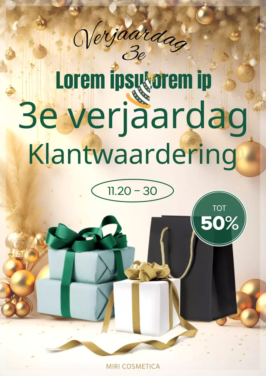 Promoot een luxueus groen en gouden openingsevenement