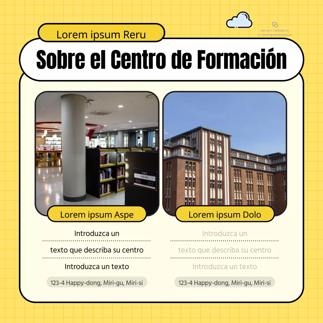 Un pintoresco centro de formación amarillo y verde para fomentar la contratación de estudiantes