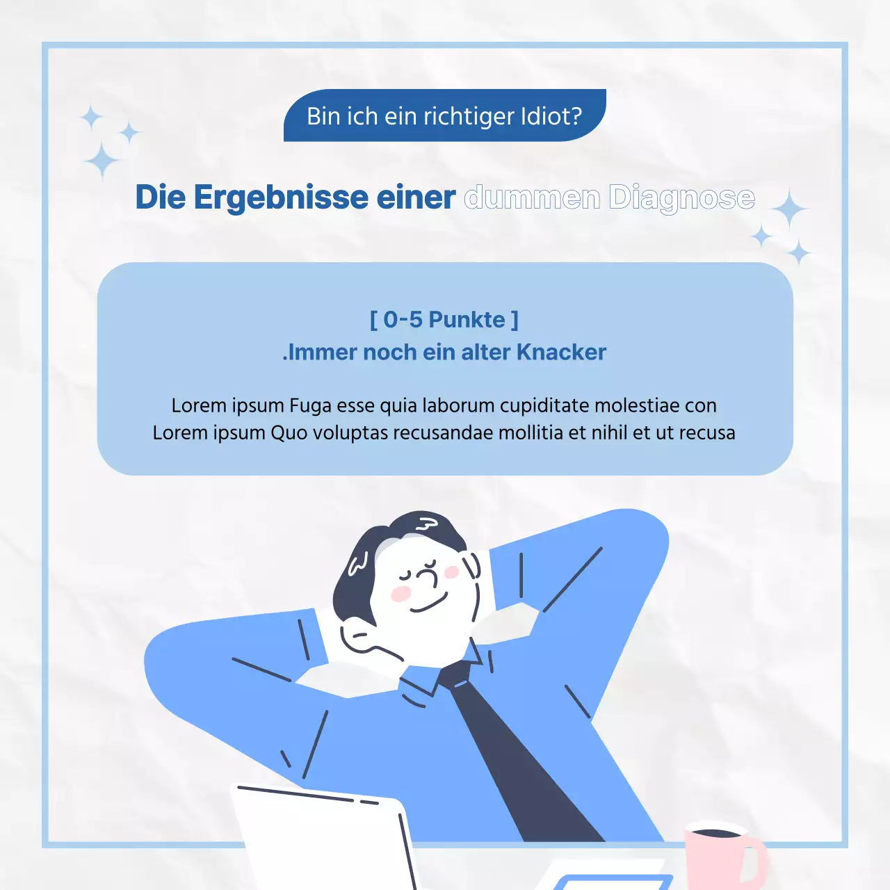 Eine kitschige, blau-weiße Umfrage