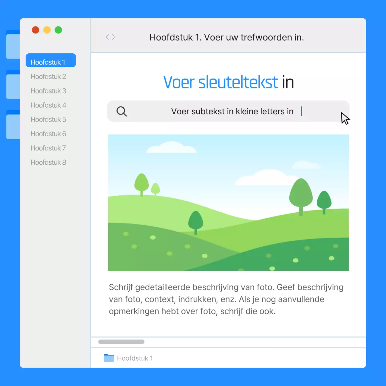 Eenvoudige monitor UI rapporten in blauw en oranje