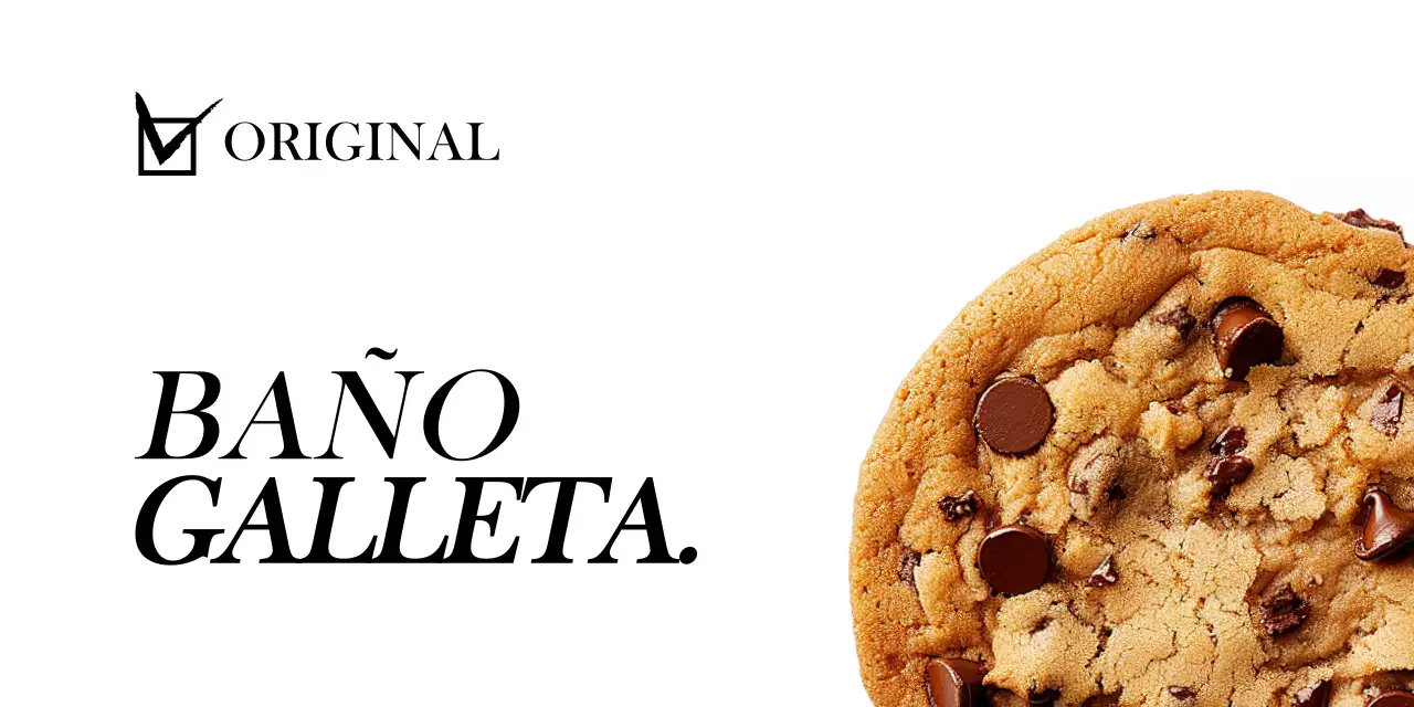 Tachuela de cabecera de envase con la imagen de una galleta sobre fondo blanco