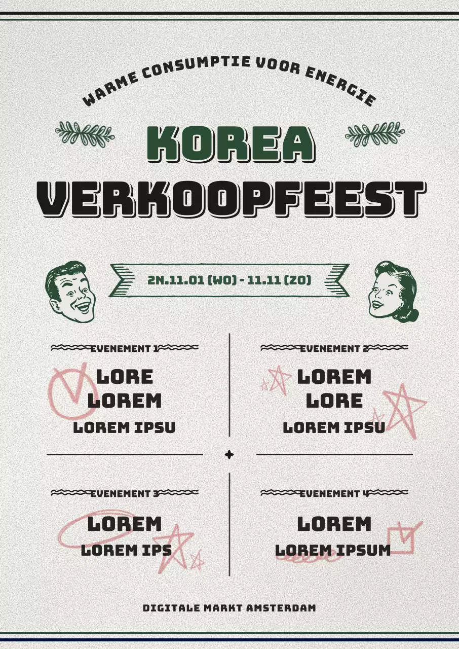 Een gids voor Korea Sale Festa, met zijn retro groen en grijze look