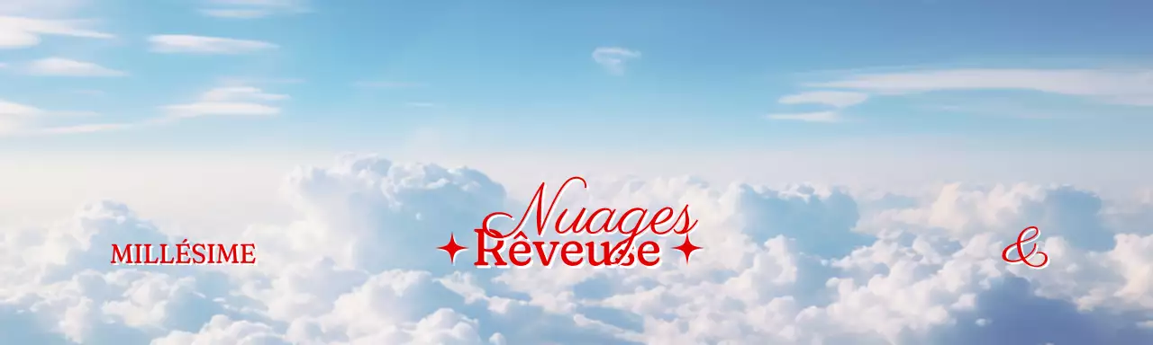 En-tête de marchandise sentimentale d'inspiration vintage avec une photo de nuages en arrière-plan