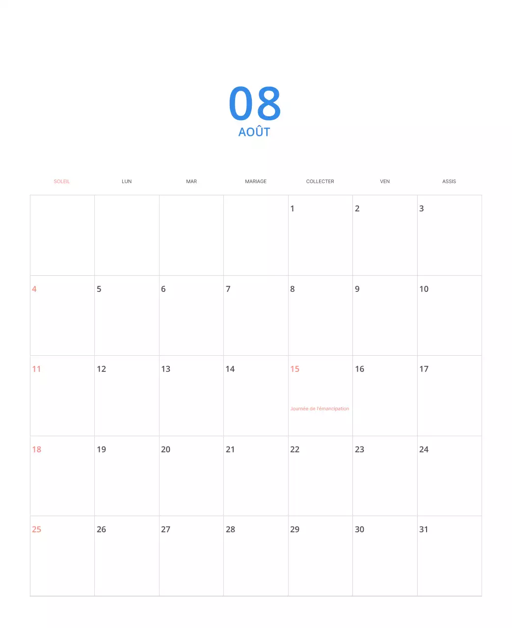 Calendrier illustré multicolore