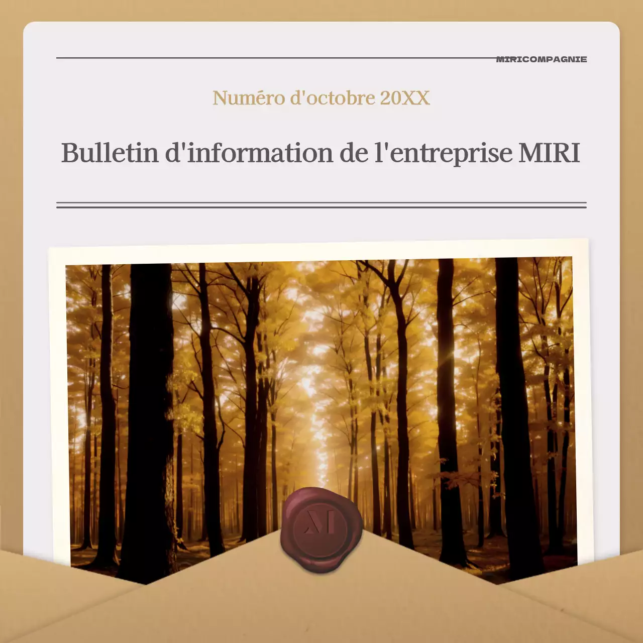 Une lettre d'automne simple en beige et marron Lettre d'information