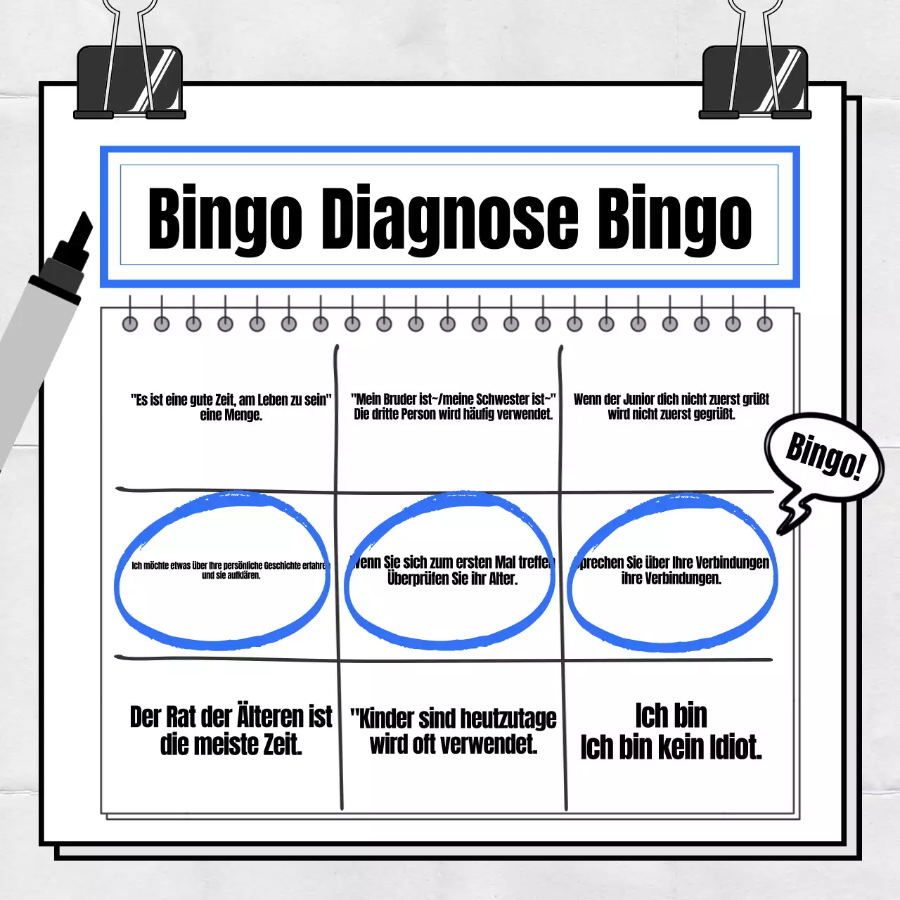 Ein einfacher, blau-weißer, alberner Diagnosetest